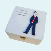 First Communion Boy Small Keepsake Box Blue