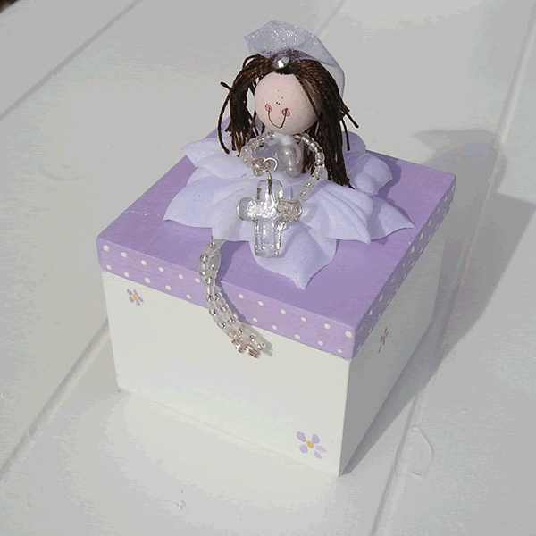 First Communion Rosary Box Lilac
