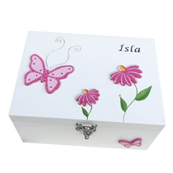 Butterfly & Daisies Keepsake Box <br /> Medium