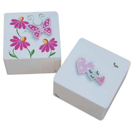 Butterfly and Heart Design Large Trinket Box